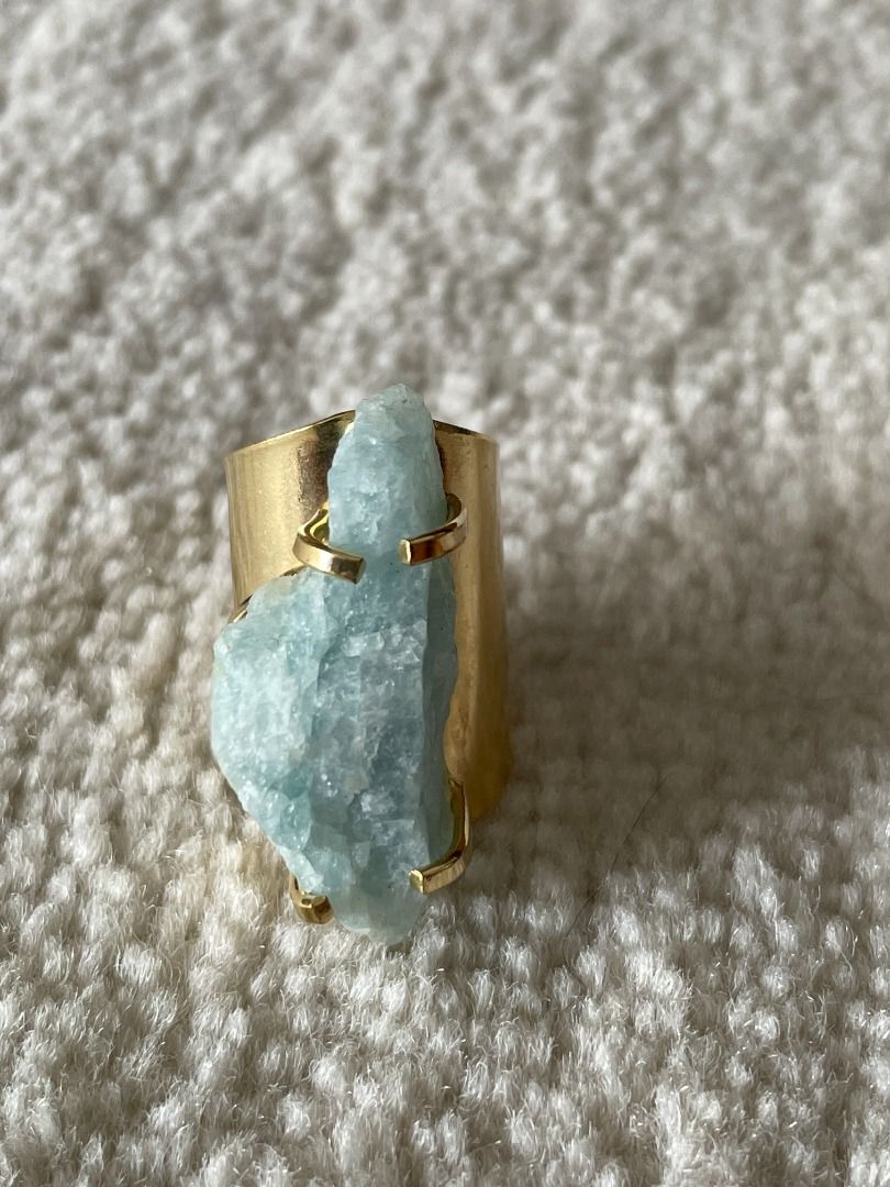 Raw aquamarine clearance ring