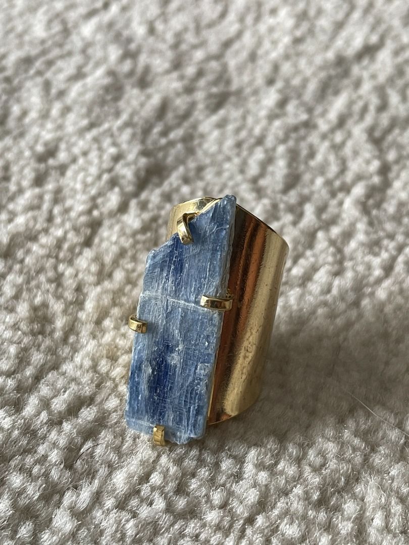 Rough Kyanite Gemstone Slice Cuff Ring Women s Fashion Jewelry