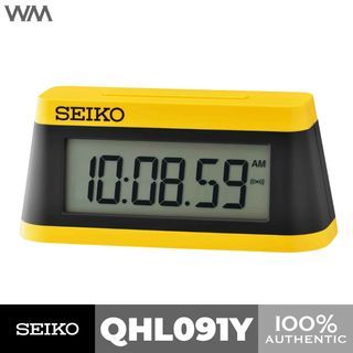 Seiko Digital Black Yellow Alarm Clock QHL091Y
