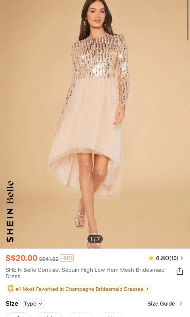 SHEIN Belle Plus High Low Hem Lace Prom Dress