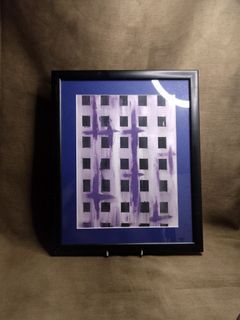 Signed and framed Abstract Painting 15" New York at Night