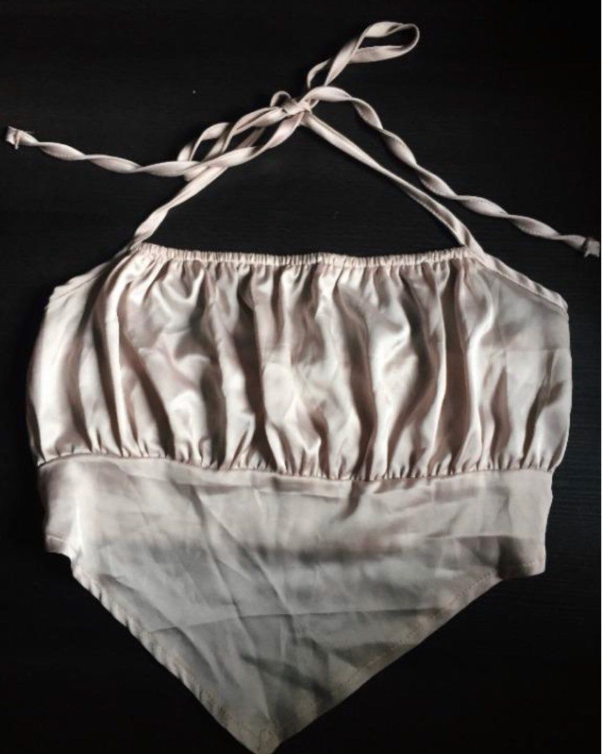 Silk tie halter top (Category: Sleeveless) located in Quezon City. Submitted by declutteringgn (Listing ID 1243904834, Image 1). Description: .