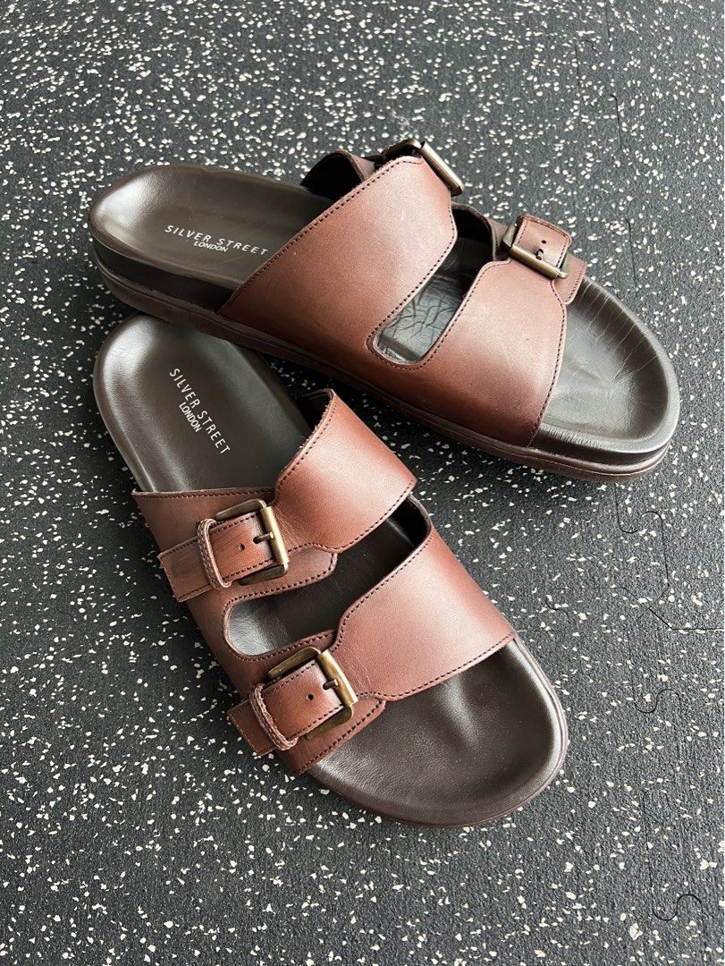 Mens leather slide sandals uk online