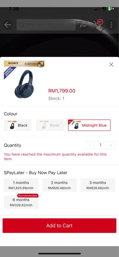 Sony XM4 Midnight Blue, Audio, Headphones & Headsets on Carousell