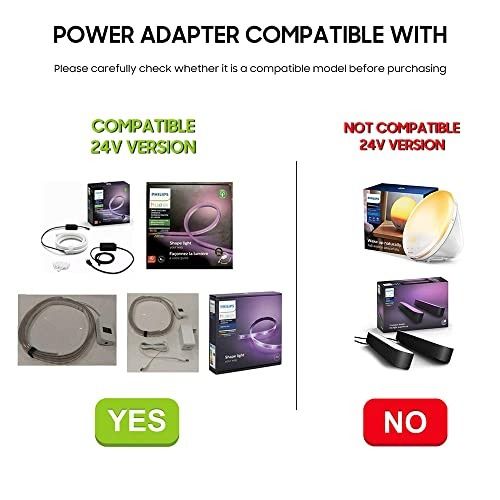 KFD 24V UK Mains Charger Compatible with Philips Hue Lightstrip Plus 2.0 HUE 20 800276 800268 555334 Light Strip HUESTRIPMK2 71901 71902A 71903
