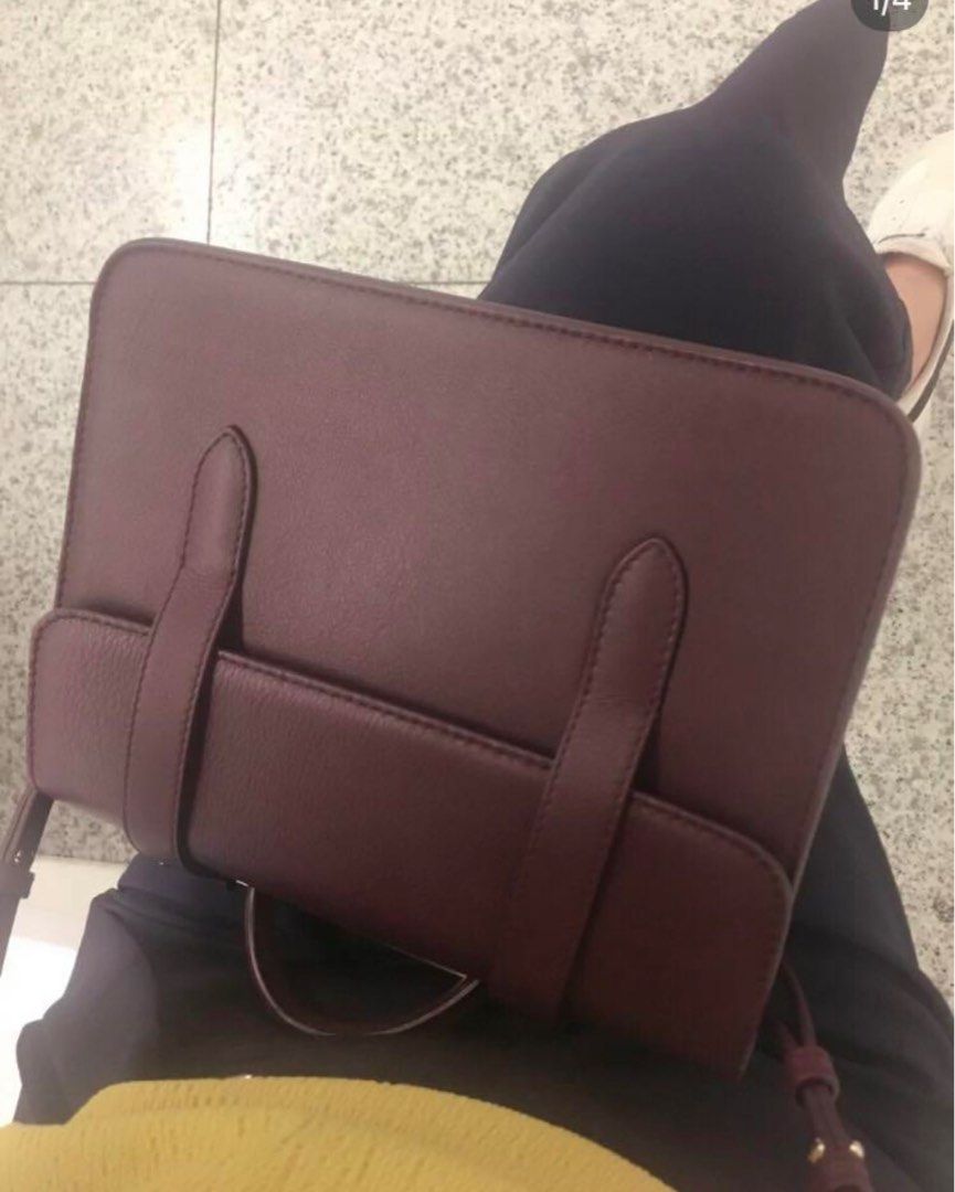Strathberry MC mini burgundy genuine leather crossbody bag