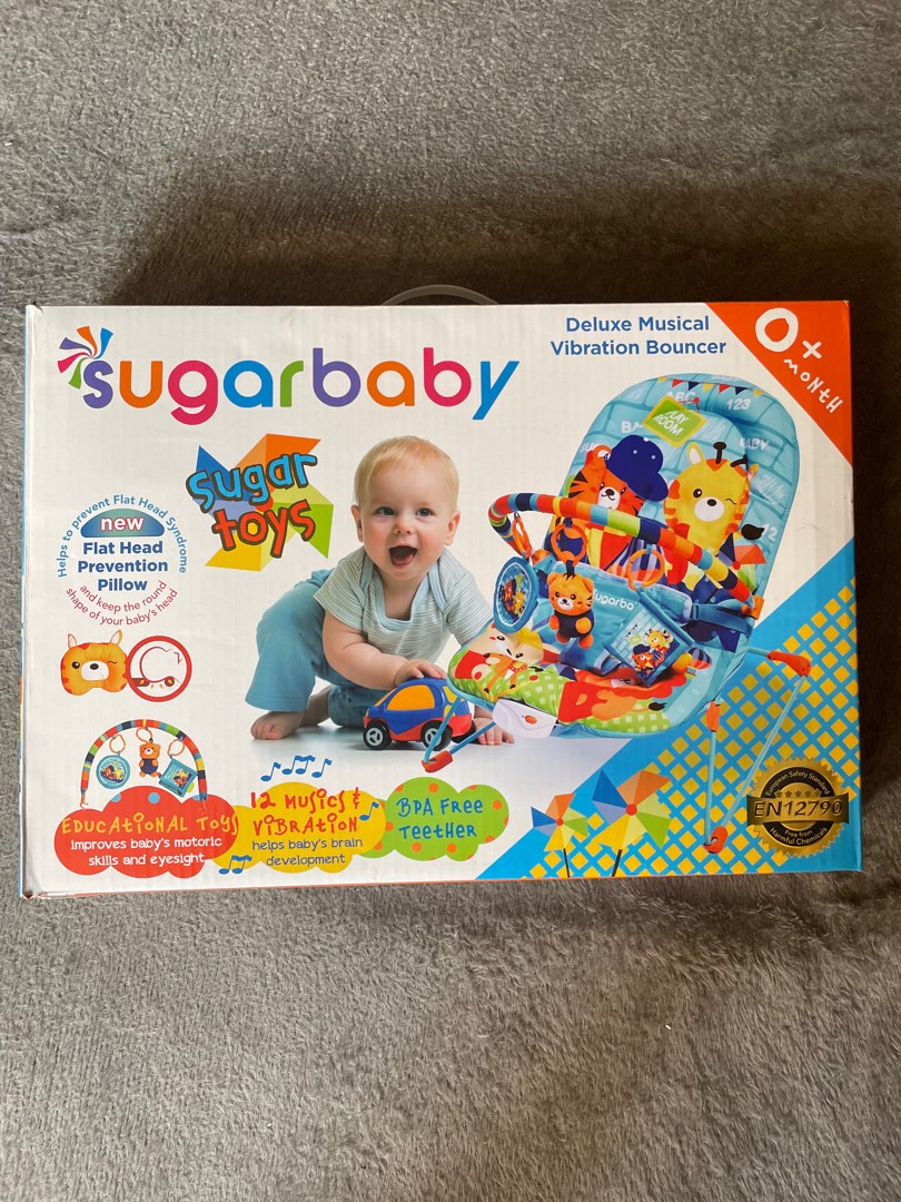 Sugar Baby Deluxe Musical Vibration Bouncer Blue on Carousell