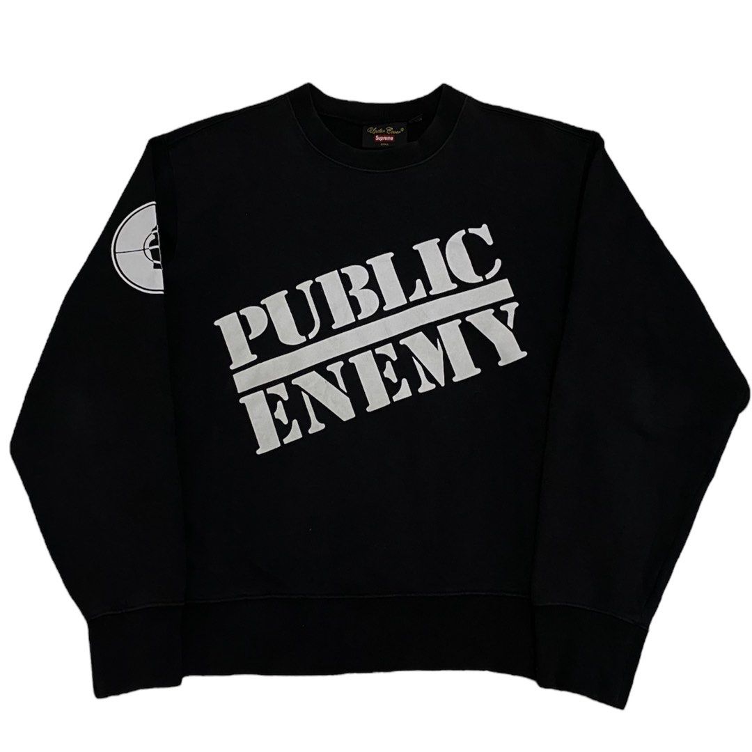 Supreme x Undercover x Public Enemy Crewneck Fesyen Pria Pakaian