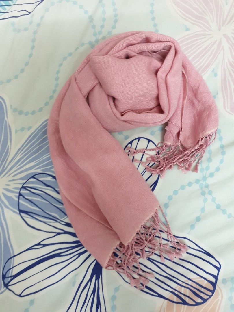 Thin pink scarf. Pashmina silk. Women s Fashion Watches