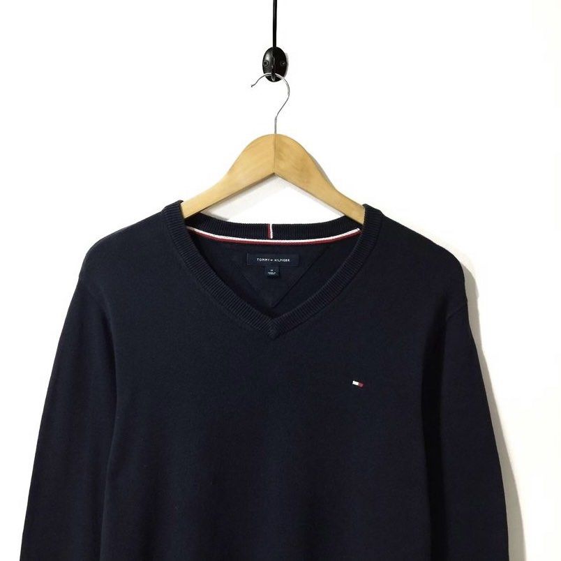 Tommy Hilfiger Knitted Sweater Navy Blue Men s Fashion Coats