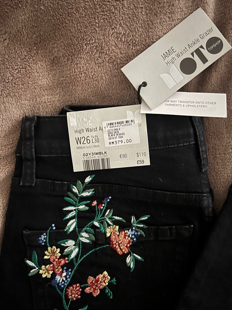 Top shop Jamie Jeans W26 L30 Embroidered with Rhinestones