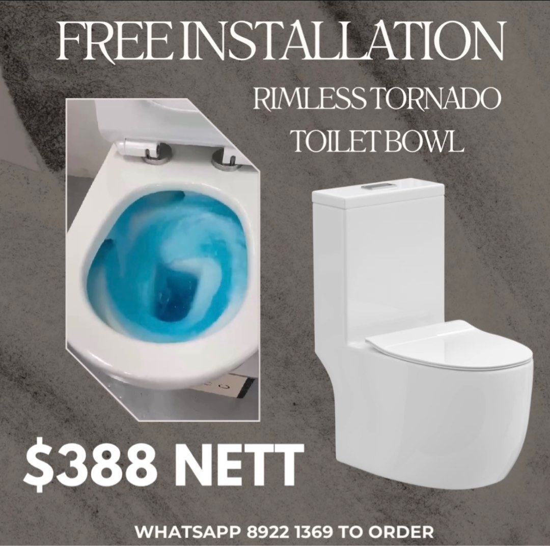TORNADO rimless tornado toilet bowl free installation one piece toilet bowl, Furniture & Home