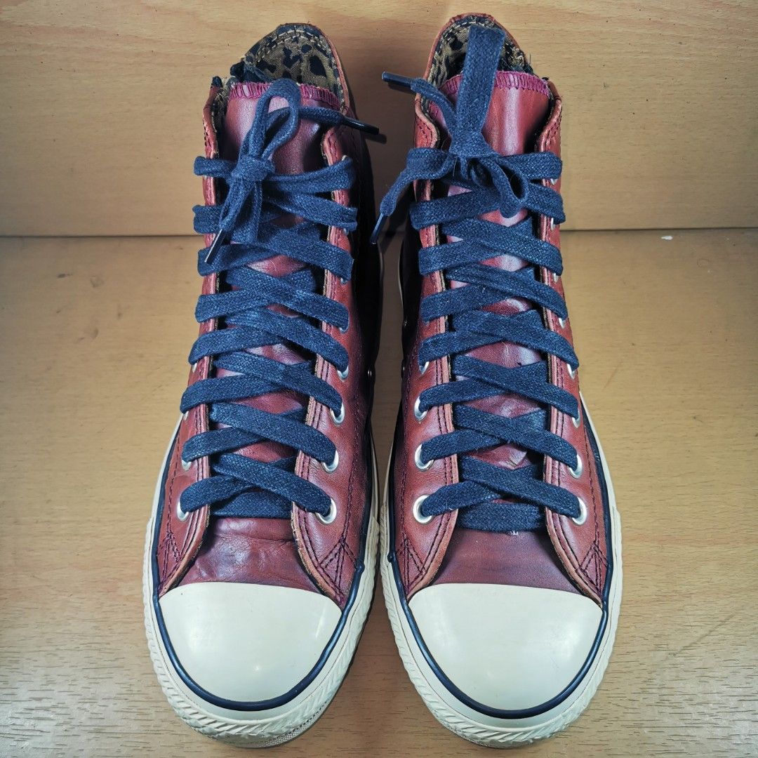 UKBundle UK7.5 26cm Converse Chuck Taylor All Star Hi Side Zipper Leather Red Cherry 134294C