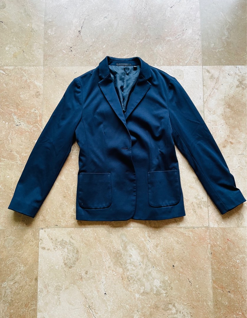 Uniqlo Blazer, Dark Blue on Carousell