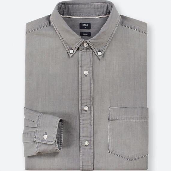Mens denim slim sales fit shirt
