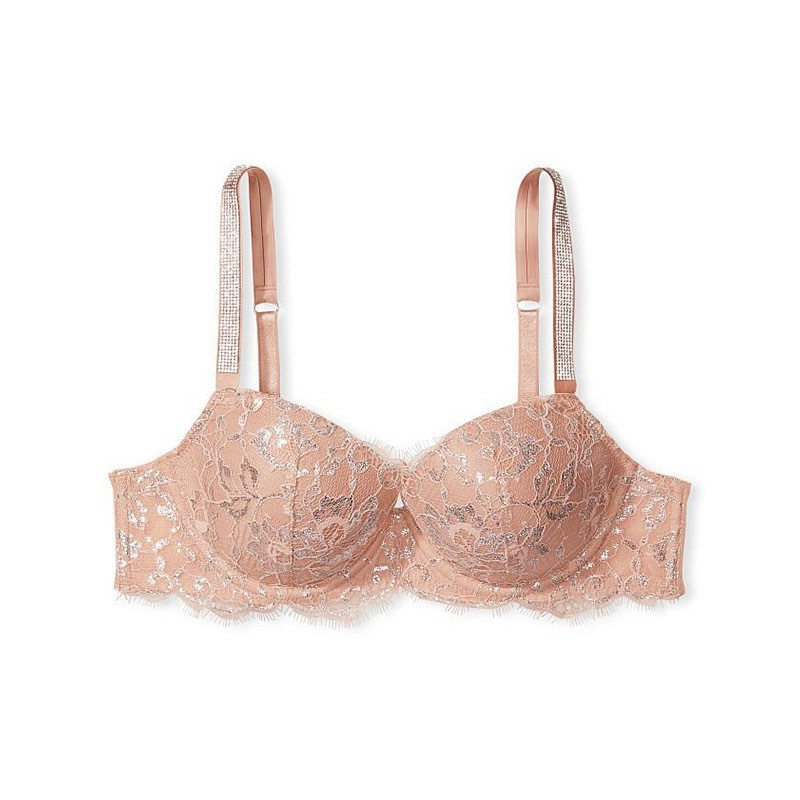 Victoria Secret Bombshell Bra 32b Pale Pink Lace With Shine Straps