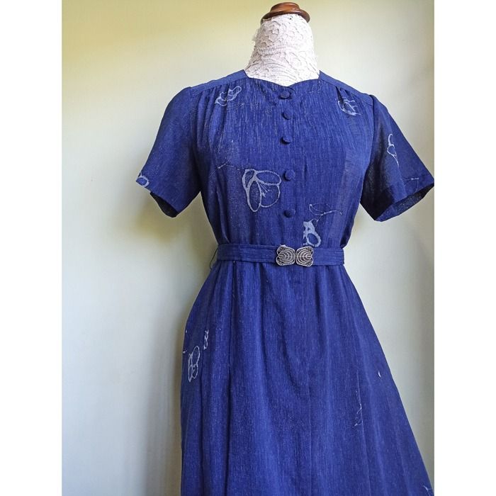 Retro navy 2025 blue dress