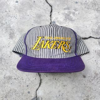Vintage NBA Lakers Pin Stripe Vtg 90s Original Topi Snapback
