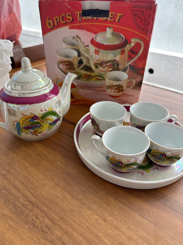 Wedding Chinese Tea Set Brand New 龙凤茶杯, Furniture & Home Living,  Kitchenware & Tableware, Coffee & Tea Tableware On Carousell