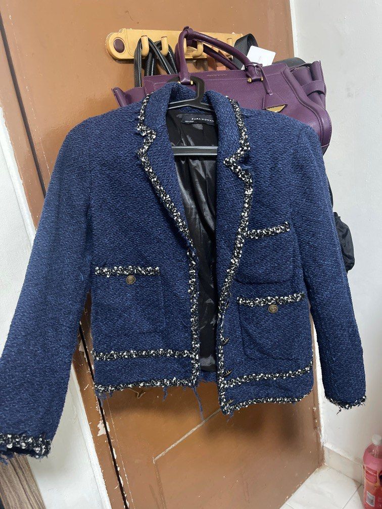 Zara blue wool woman coat, Women's Fashion, Coats, Jackets and