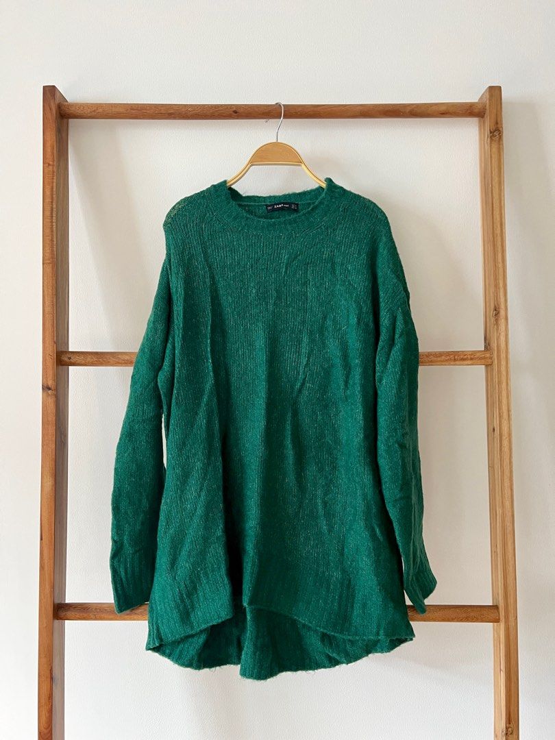 Zara green sweater dress sales