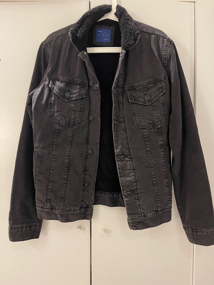 Black denim jacket men zara