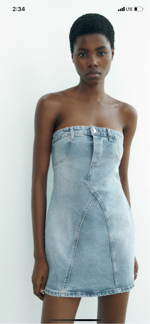 ZARA strapless denim dress on Carousell
