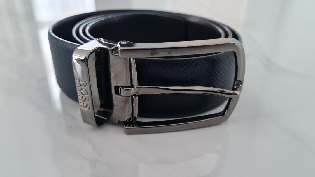 100 Original Hugo Boss Black Leather Belt Size 90