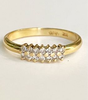 14 karat two-row diamond ring