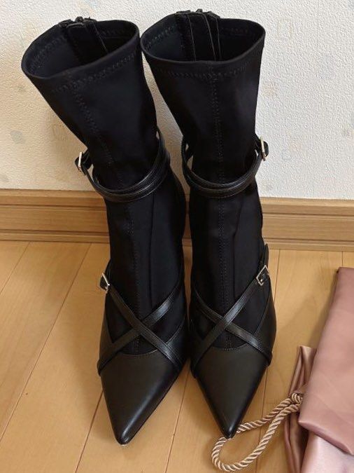 ハーリップトゥ Double Belt Ankle Boots ブーツ ドットM-