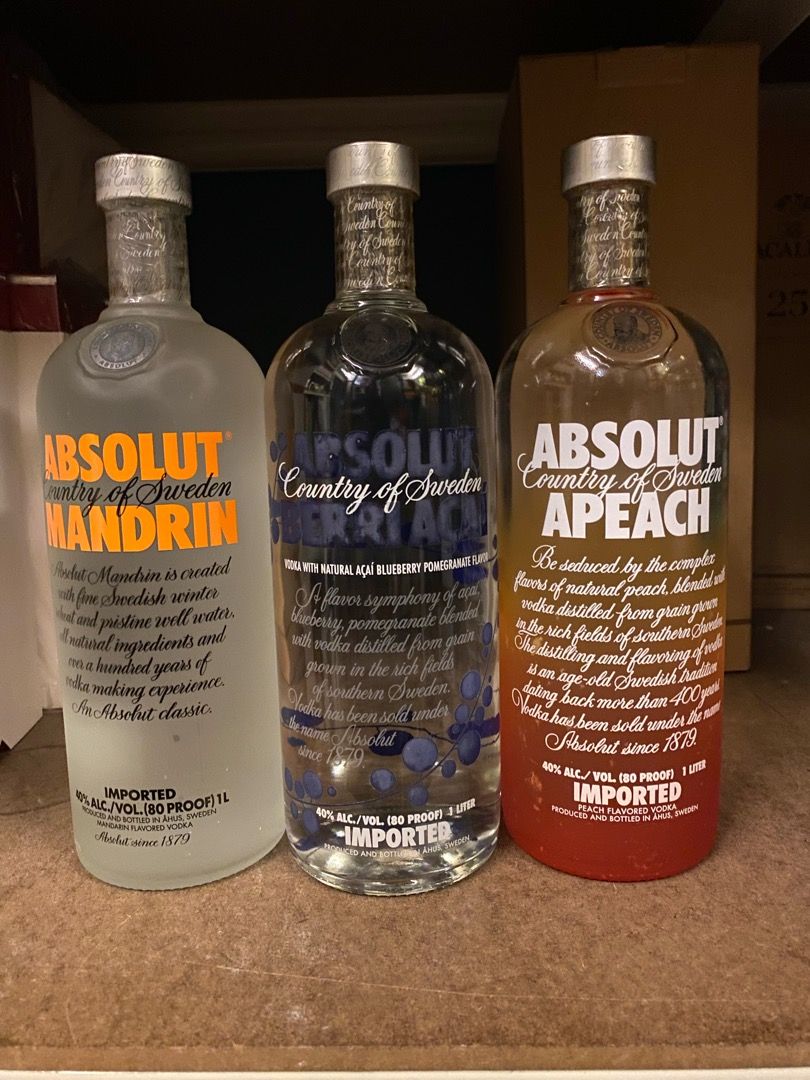Absolut Vodka 1 Litre on Sale x 3 Bottles, Absolut Flavour Vodka, Food
