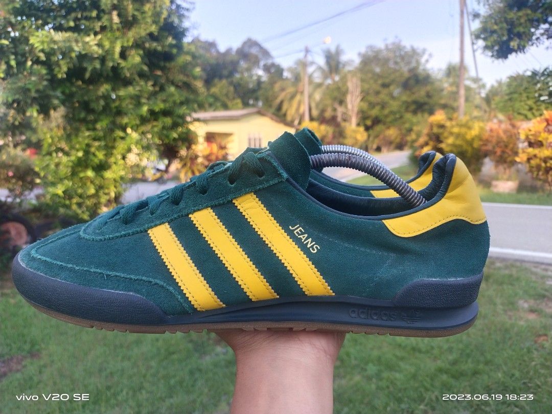 Green and yellow adidas jeans hotsell