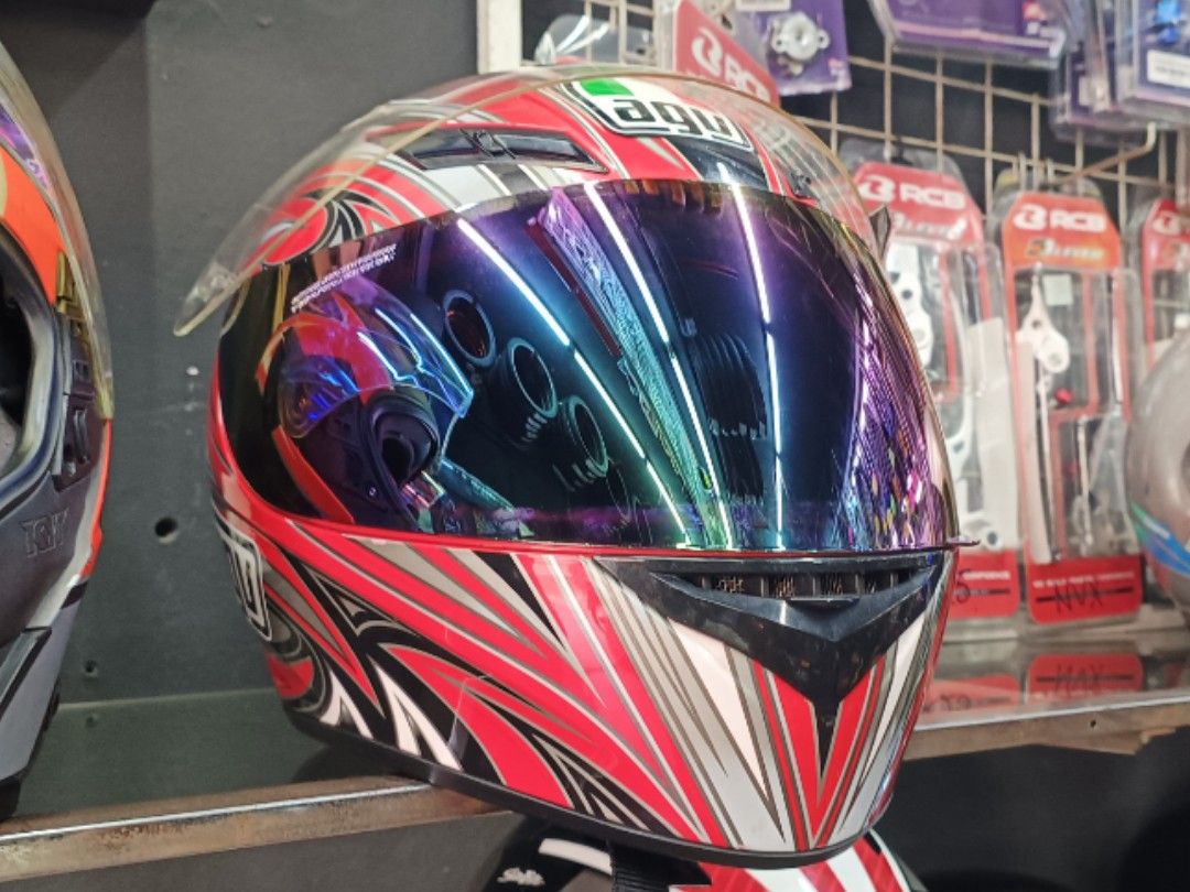 AGV K3 Tinted Purple Chrome visor, Motorcycles, Motorcycle Apparel on