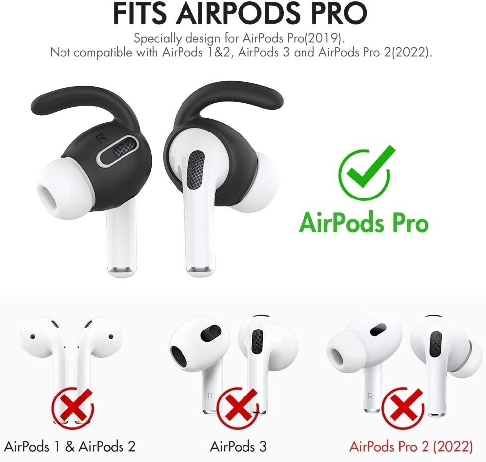 AhaStyle 3 Pairs AirPods Pro Ear Hooks Covers [Added Storage Pouch]  Anti-Slip Ear Covers Accessories Compatible with Apple AirPods Pro (White)