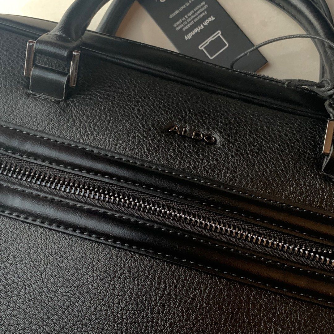Aldo Briefcase Crossbody Black Leather Laptop Bag, Men's Fashion, Bags ...