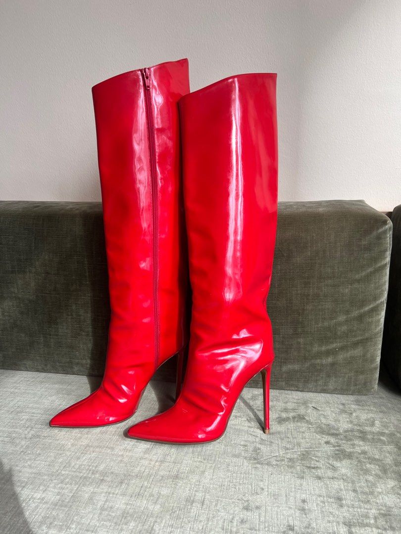 Red best sale booties leather