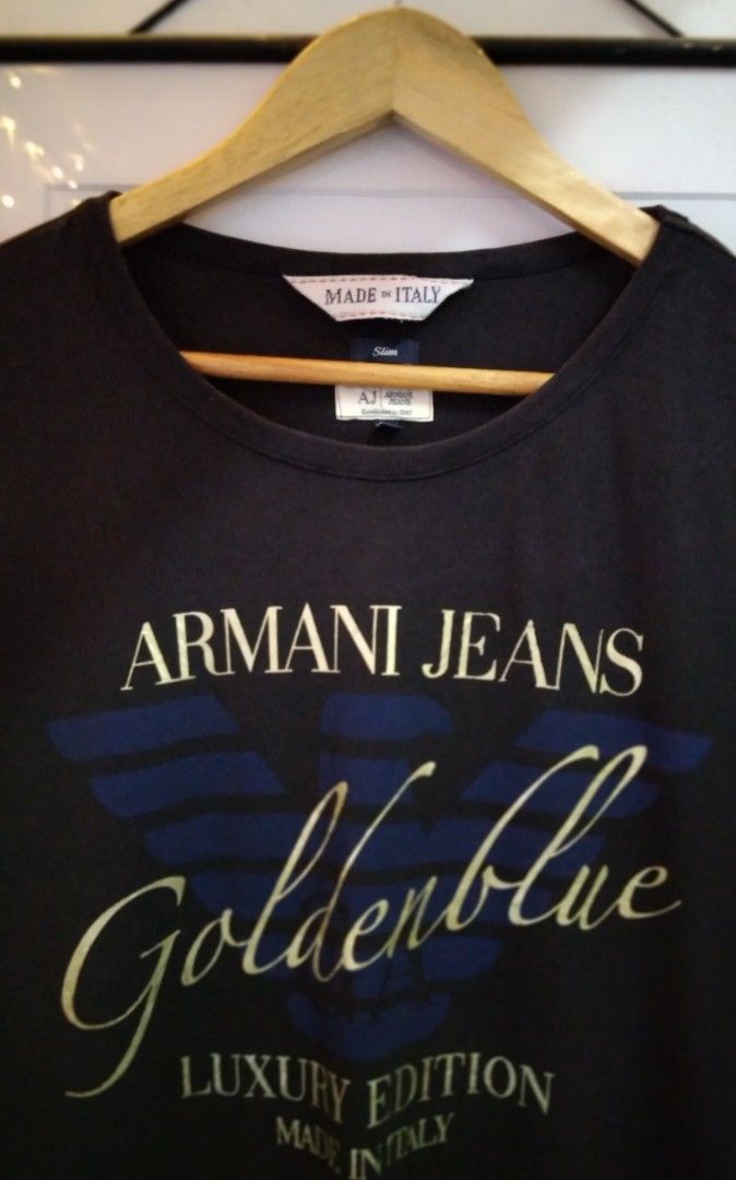 ARMANI JNS GOLDEN BLUE LUX EDITION LOGO TEESHIRT Luxury Apparel