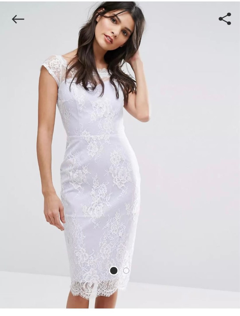 ASOS Paper Dolls Bardot off shoulder lace dress in lilac, Women's