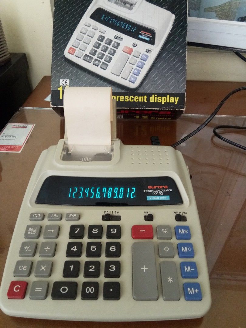 AURORA Printing Calculator. 12 Digits Fluorescent Display. 2 Colour Print. on Carousell