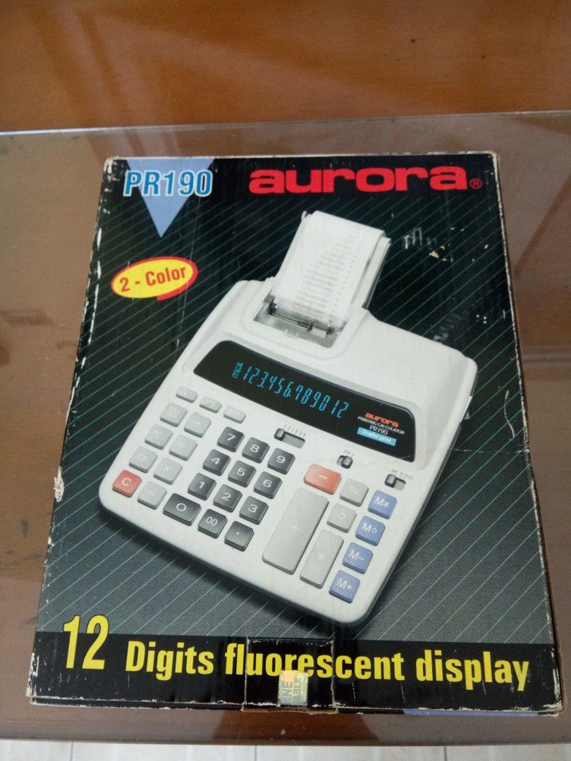 AURORA Printing Calculator. 12 Digits Fluorescent Display. 2 Colour Print. on Carousell