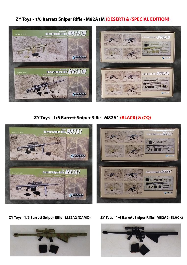 Barret Sniper Rifle M82A 1/6 Model Toy (ZY TOYS), Hobbies & Toys, Toys &  Games on Carousell
