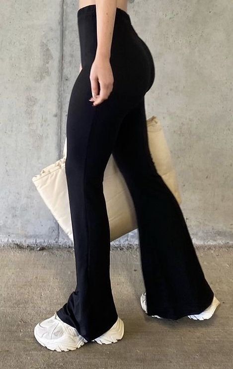 Black High Waist Flare Pants, Women's Fashion, Bottoms, Other Bottoms on  Carousell