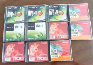 Blank Discs Sony & Imation DVD+R RW, DVD-R, CD-R2