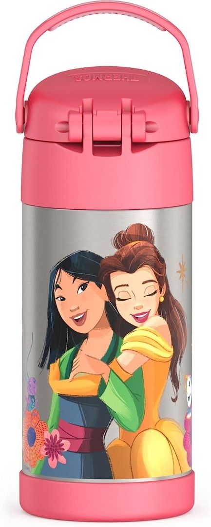 BN THERMOS FUNTAINER Disney Princess 12 Ounce Stainless Steel Vacuum Insulated Kids Straw Water Bottle