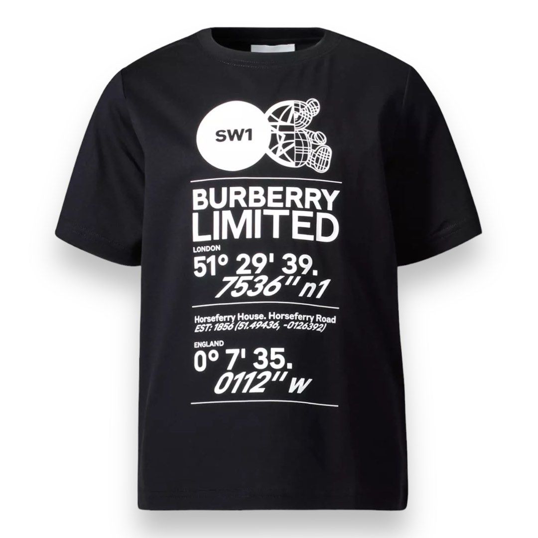 Burberry t shirt kids black sale