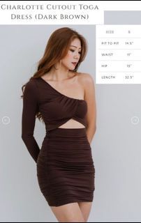 Carrislaballe Charlotte Cut Out Toga Dress (Dark Brown)