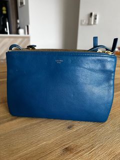 Celine Open Box - Celine Navy Blue Trio Bag In Smooth Lambskin