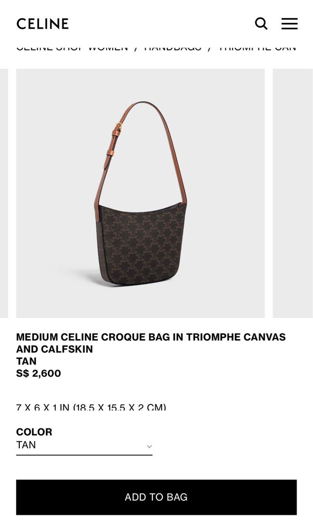 Celine - Celine Croque Triomphe Medium Canvas and Calfskin Shoulder Bag