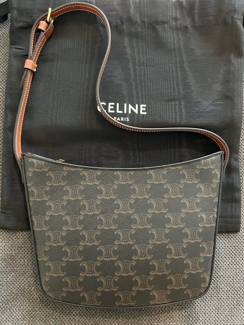 Celine - Celine Croque Triomphe Medium Canvas and Calfskin Shoulder Bag