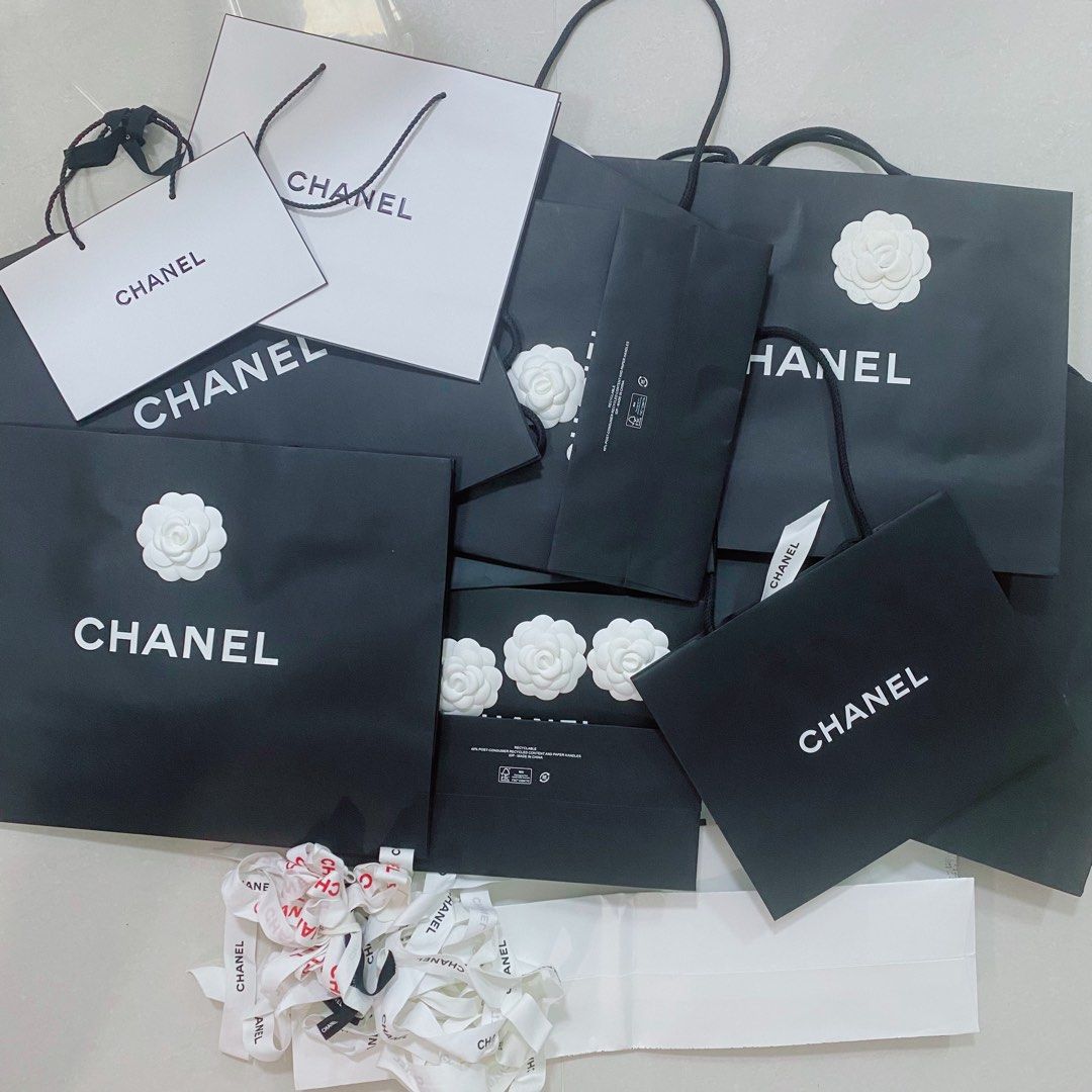 Chanel gift shopping paper bags/ribbons/Camellia flowers